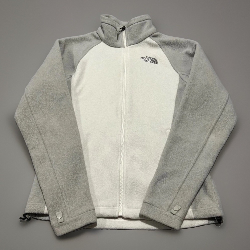 The North Face Womens White Gray Full-Zip Outdoor Fleece Two Tone Jacket Small
